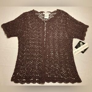 Madison Leigh Dark Brown Crochet Top